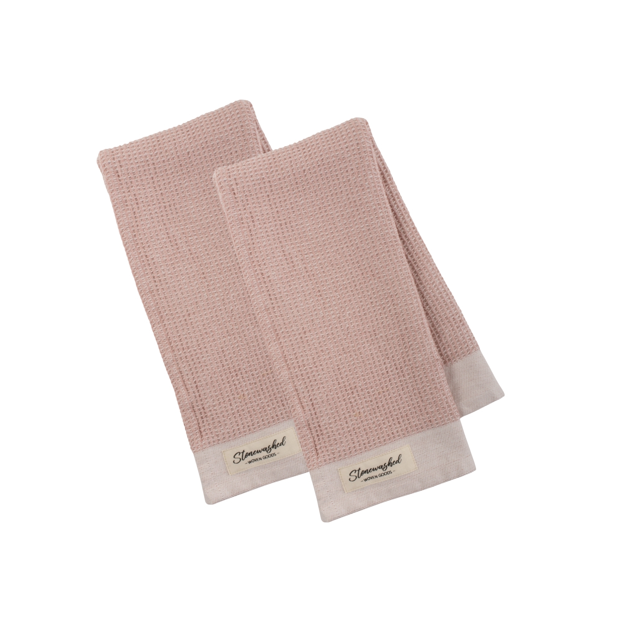 Design Imports Washed Waffle Dishtowel Set/2, Pink Quartz
