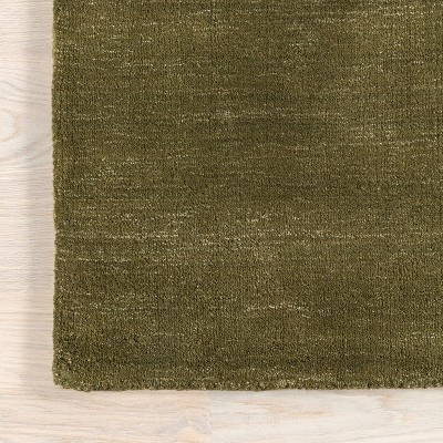Handmade Verdant Green Round Wool Area Rug, 48 inches