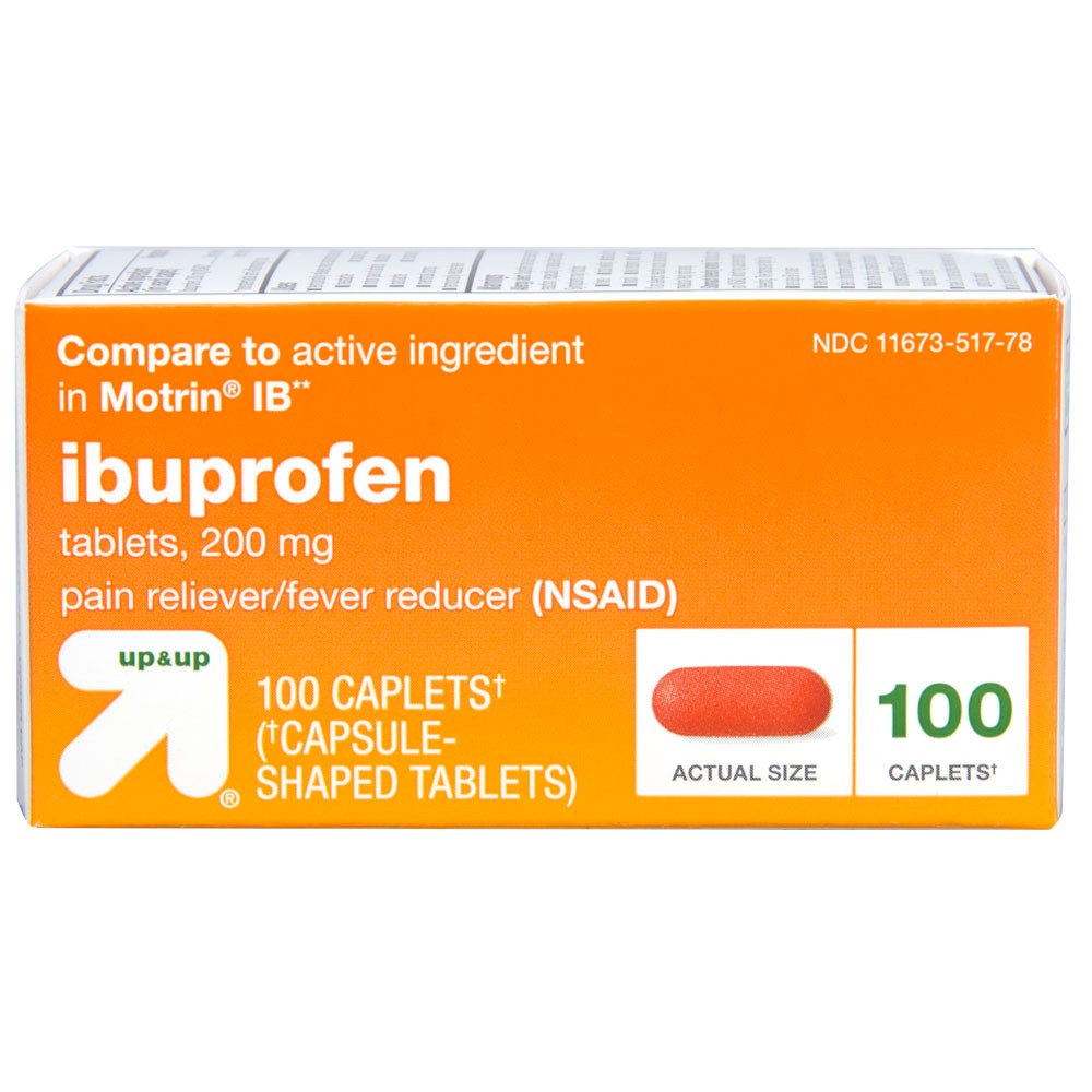 Ibuprofen Pain Relief Caplets 100-pk.( 6 pack 100 ct bottles )