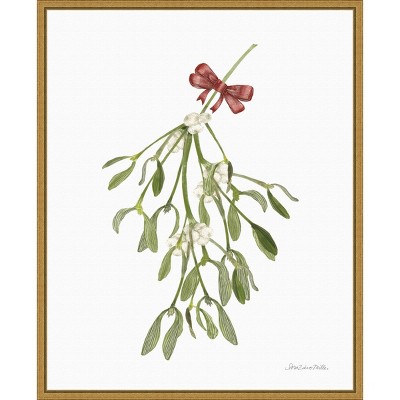 16" x 20" Peace and Joy Mistletoe Framed Wall Canvas - Amanti Art