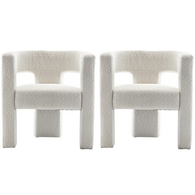KINWELL 28" Wide Boucle Upholstered Square Armchair (Set of 2)