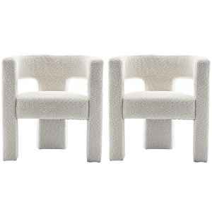 KINWELL 28" Wide Boucle Upholstered Square Armchair (Set of 2) - 1 of 4