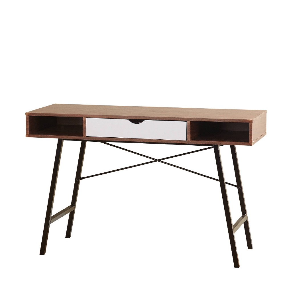 Photos - Office Desk Edison Mid-Century Modern Writing Desk Espresso/Black - Buylateral: Home O