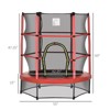SEVOBAL 5FT Kids Trampoline with Enclosure Net Safety Pad and Steel Frame for Indoor Outdoor Toddler Round Bouncer, Red, 55"*55"*62.25" - 3 of 4
