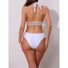 INSPIRE CHIC Women's Color Block Wavy Stripes Bikini Sets, Halter Top V Shaped Bottom Swimwear Bathing Suits 1 Set - 3 of 4