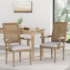 KWPZQEB French Accent Chair Set of 2, Farmhouse Wood Rattan Dining Chair with Armrests, Back & Upholstered, Mid Century Kitchen Chairs - 2 of 4