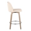 26" 360° Swivel Counter Stools with Wood Legs, Upholstered Seat, and Round Footrest (Set of 2) - 3 of 4