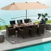Tangkula 9 Piece Patio Wicker Dining Set w/ Double-Sided Patio Coffee Umbrella Stackable Chairs - 2 of 4