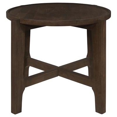 Cota Round Dark Brown Solid Wood End Table