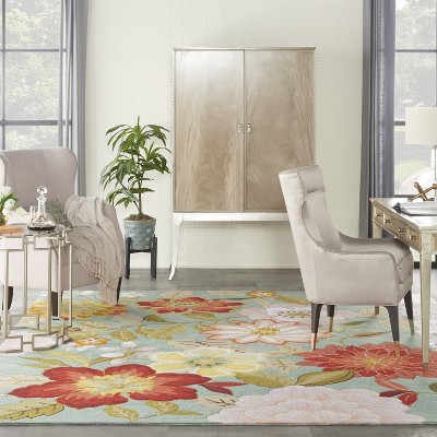 Aqua Bloom Extravaganza Round Tufted Synthetic Rug XXL
