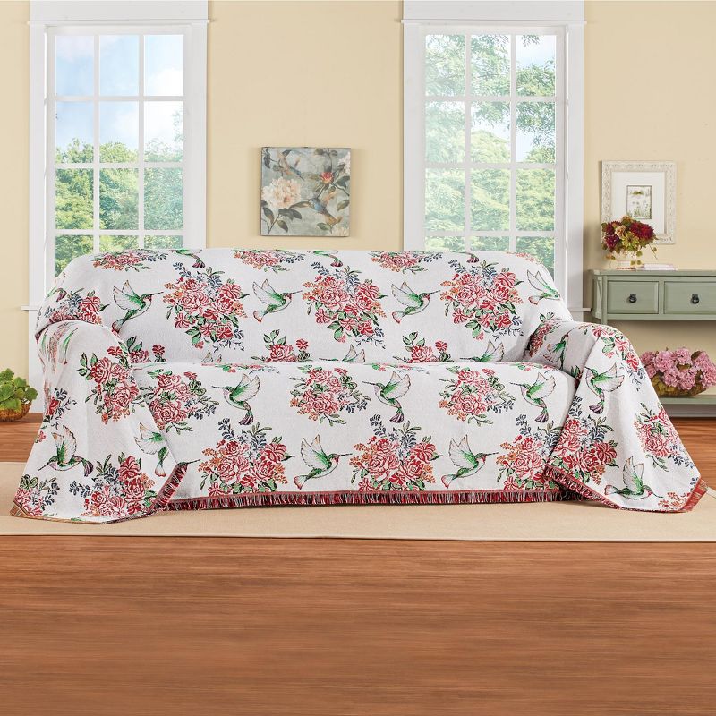 Collections Etc Hummingbird Floral Furn Throw, 2 of 3