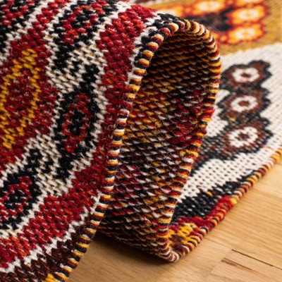 Handwoven Red and Gold Wool Kilim Area Rug, 5' x 8'
