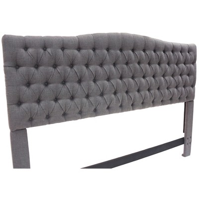King Dark Gray Tufted Upholstered Wood Headboard