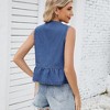 Women's Denim Sleeveless Casual Vest Open Front Tie Front Cute Jean Vest Top - 2 of 4
