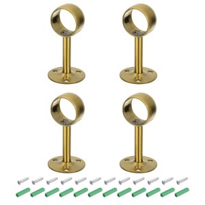 Unique Bargains Stainless Steel Ceiling Mount Polished Surface Curtain Rod Holder 4 Sets - 1 of 4