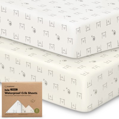 KeaBabies Isla Waterproof Crib Sheets for Boys, Girls, 2pk Baby Fitted Crib Sheet, Waterproof Crib Mattress Protector Sheets