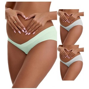INSPIRE CHIC Women's Cotton Low Waist Under the Bump Maternity Briefs Pregnancy Underwear 3 Packs - 1 of 4