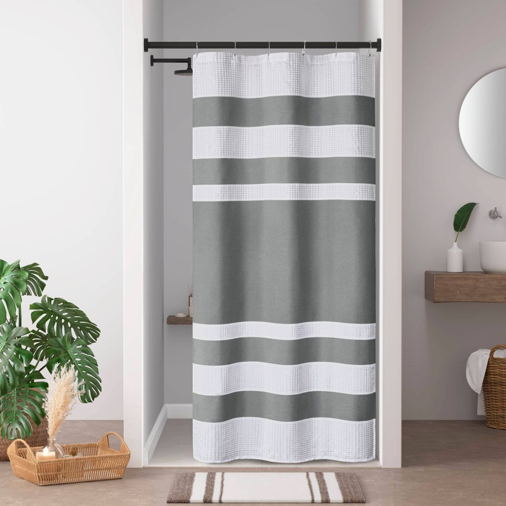 Madison Park 72"x72" Shower Curtain with 3M Treatment Charcoal Gray