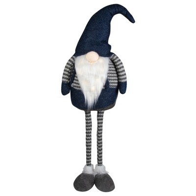 Northlight 41.75" Navy Blue and Gray Standing Gnome With a Long Hat and Beard Christmas Tabletop Decor