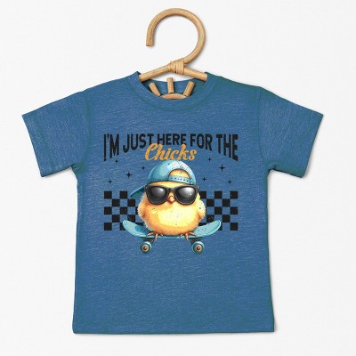 The Juniper Shop I'm Just Here For the Chicks Checkered Toddler Short Sleeve Tee