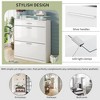 Slim Entryway Organizer with 2 Flip Drawers, Tempered Glass Top Shoe Storage Cabinet with Drawer, Free Standing Shoe Rack with LED Light for Hallway - 4 of 4