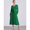 Allegra K Women's Elegant Pleated Cross V Neck Puff Sleeve Tie Waist A-Line Dress - 4 of 4
