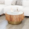 Coffee Table 16.1" H – Natural Marble Top, Painted Wood Round By Zuo Modern - 2 of 4