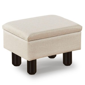 ChicFurnit Ottomans and Benches Storage Ottoman Rectangle Footstool Foot Rest Footstool with Wood Legs for Living Room, White, 15.9"*12"*9.8" - 1 of 4