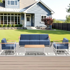 Outdoor Swivel Rocker Patio Chairs High Back Wicker Patio Furniture - 1 of 4