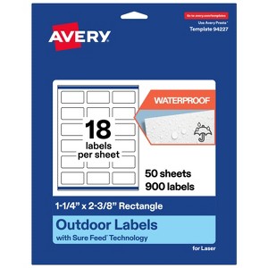 Avery Outdoor Waterproof Labels, 1-1/4" x 2-3/8" Rectangle - 1 of 4
