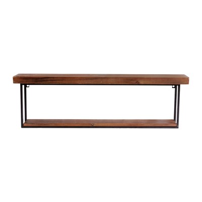 HomeRoots 36" Set Of Two Black And Brown Wood And Metal Two Level Accent Shelf