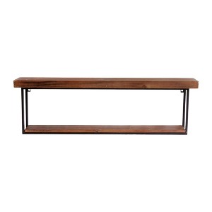HomeRoots 36" Set Of Two Black And Brown Wood And Metal Two Level Accent Shelf - 1 of 4