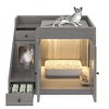 Bencmate Pet Crates and Houses Cat Litter Box Enclosure with Storage Drawers for Living Room Bedroom, Gray, 32.6"*22"*26" - 2 of 4