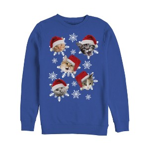 Men's Lost Gods Ugly Christmas Cat Snowflakes Sweatshirt - 1 of 3