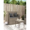 47.2"Patio Bench with Cushions Gray Poly Rattan - 2 of 4
