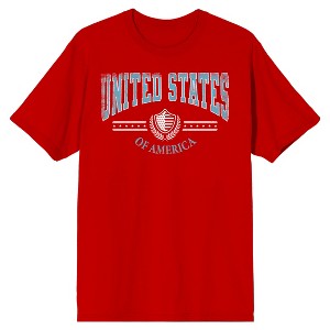 American USA Crest With Laurels Crew Neck Short Sleeve Red Men's T-shirt - 1 of 3