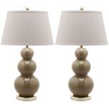 Set of 2 Pamela Triple Gourd Lamp (Includes LED Light Bulb) Taupe - Safavieh