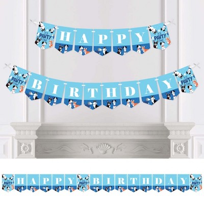 Big Dot of Happiness Pawty Like a Puppy - Dog Birthday Party Bunting Banner - Birthday Party Decorations - Happy Birthday