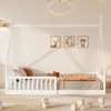 CAVINAS Twin Size Pine Wood Tent Bed Frame with Fence for Boys Girls,Montessori Style Floor Bed for Kids Room,Bedroom - 3 of 4