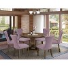 HomeStock 7-Piece Distressed Jacobean Finish Solid Wood Top Dining Table with 6 Chairs - 2 of 4