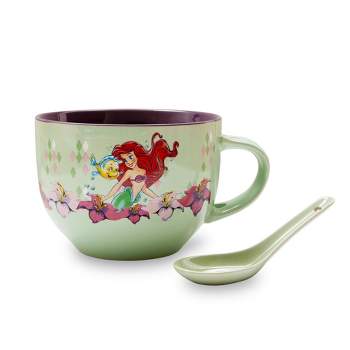Silver Buffalo Disney The Little Mermaid Ariel Ceramic Soup Mug With Spoon | Holds 24 Ounces