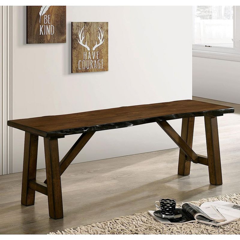 Simple Relax Wooden Dining Bench with Live Edge Design in Walnut, 2 of 5