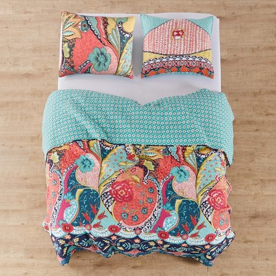 Jules Twin Red Cotton Reversible Quilt Set