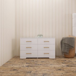 6-Drawer Large Capacity Dresser with Sleek Sliding Drawers, Minimalist Gold Finish, Matte White Hardware, and Easy Assembly for Bedroom Storage - 1 of 4