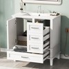 NicBex 30" Bathroom Vanity with Sink, Bathroom Cabinet Storage with 2 Spacious Drawers and 1 Large Cabinets for Bathroom, White - 4 of 4