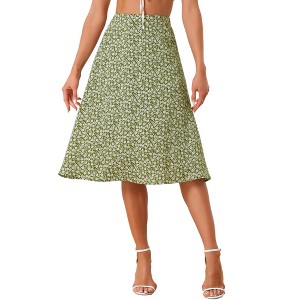 Allegra K Women's Chiffon Summer Vintage Floral Print A-Line Midi Skirts - 1 of 4