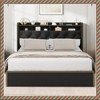Garvee Velvet Upholstered Bed Frame with 4 Storage Drawers, Tufted Headboard & Nailhead Trim, No Box Spring Needed,  – Black - 3 of 4