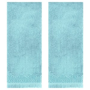 REGALWOVEN Boho Bathroom Soft Absorbent Geometric Patterns Decorative Hand Towel 13" x 29" 2 Pcs - 1 of 4