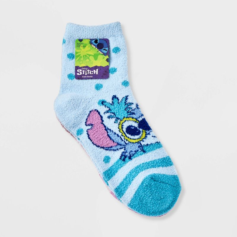 Women&#39;s 2pk Lilo &#38; Stitch Cozy Ankle Socks - Blue/Pink 4-10, 2 of 4