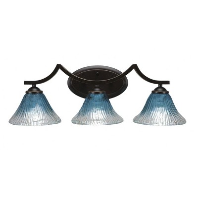 Toltec Lighting Zilo 3 - Light Vanity in  Dark Granite with 7" Teal Crystal Shade